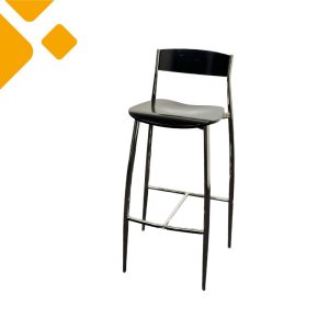 Barhocker "FLEX", Holz/Chrom, mit Lehne, schwarz