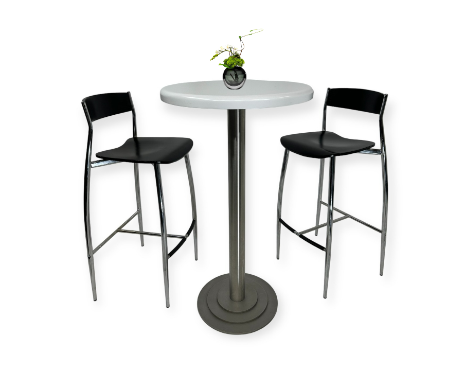 Stehtisch mit Rundsockel, Höhe: 1,10m, rund, weiß: "ADAM" Platte 0,80m; "GALA" Platte 0,60 cm. – Bild 10