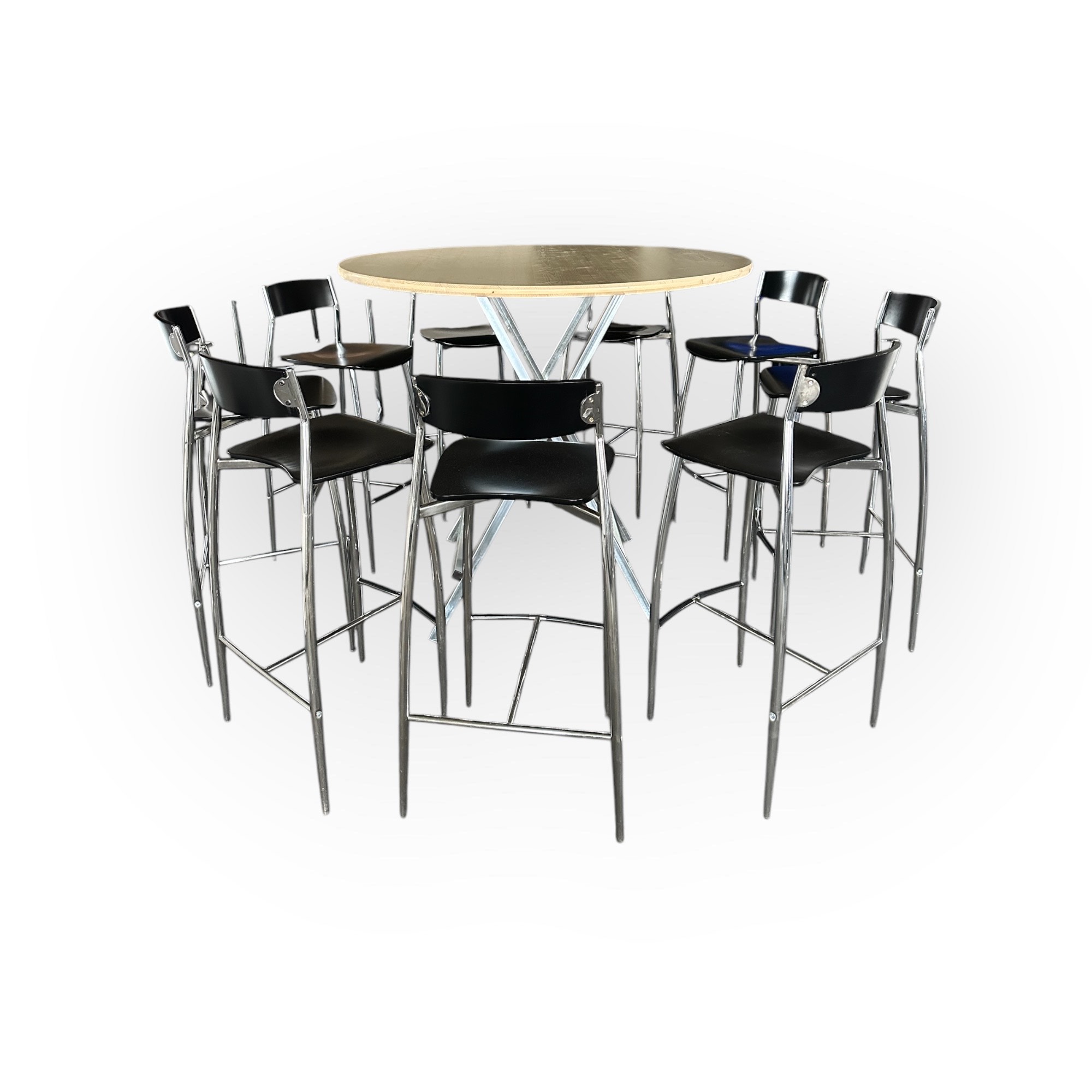 Stehtisch "FINN", Klappfuß, Höhe: 1,10m, Platte: 1,20m, rund, Fichte – Bild 5